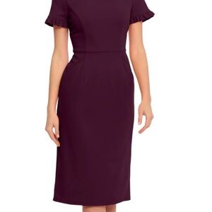 Maggy London TAREN KNEE-LENGTH SHORT SLEEVE DRESS Luxe Plum size 8